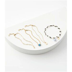 Ann Taylor LOFT Womens One Size‎ Fits Most Nautical Beaded Bracelet Set Gold $35